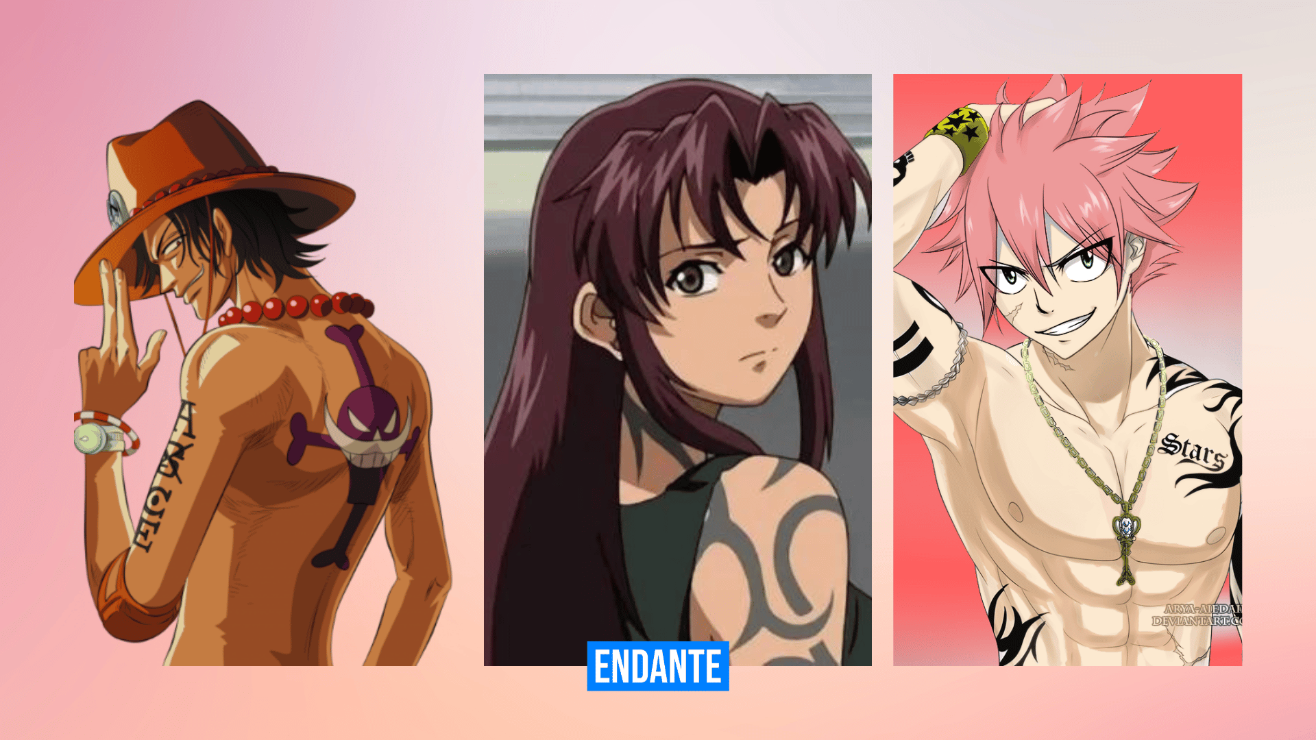 Male anime characters with tattoos